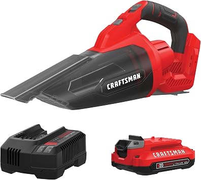 CRAFTSMAN V20 Cordless Hand Vacuum, 45 CFM, 2 Stage Filtration System with Filter, Battery and Charger Included (CMCVH00
