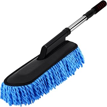 Tanlade 1 Pack Microfiber Car Duster Exterior Scratch Free with Extendable Handle Soft Car Duster Kit for Cleaning Dust 