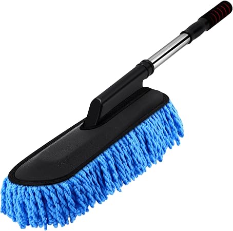 Tanlade 1 Pack Microfiber Car Duster Exterior Scratch Free with Extendable Handle Soft Car Duster Kit for Cleaning Dust 