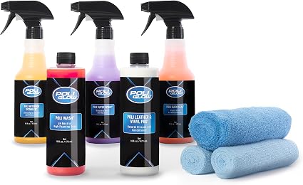 Poli Glow® 16 oz Vehicle Detailing Kit – All-in-One Cleaner & Protectant Set for Cars, Boats & RVs – Includes Interior, 
