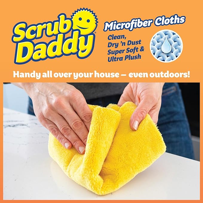 Scrub Daddy Household Cleaning + BBQ Bundle - BBQ Daddy Bristle Free Grill Brush - 2 Microfiber Cleaning Towels - All Purpose Cleaner PowerPaste Cleaning Paste + Scrub Mommy Sponge