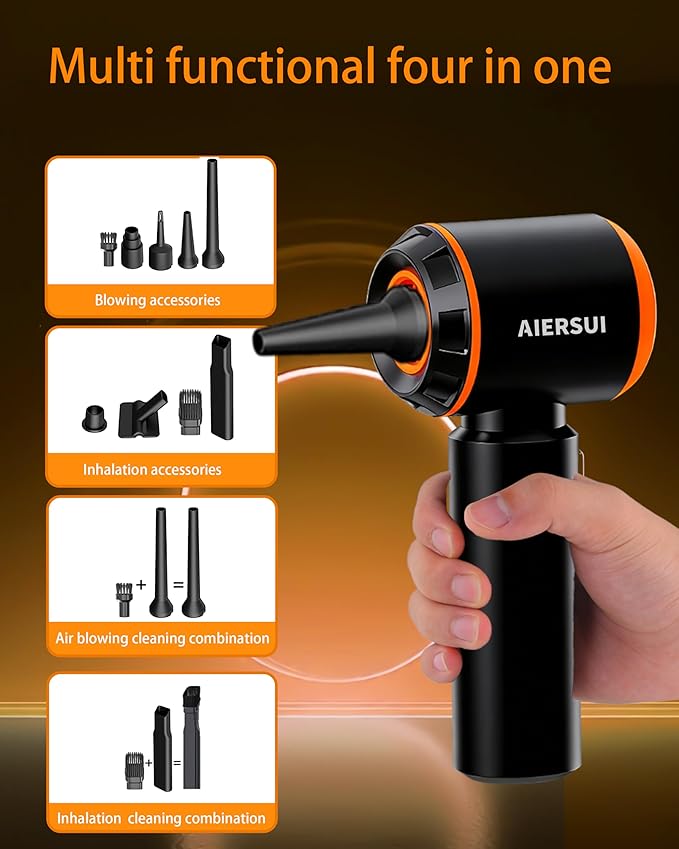 Handheld Cordless Vacuum Cleaner with brushless Motor, 4-in-1 Portable mini car Vacuum Cleaner, car Vacuum Cleaner and Hair Dryer, car Type-C Charging, Office Desk, Keyboard, pet Hair