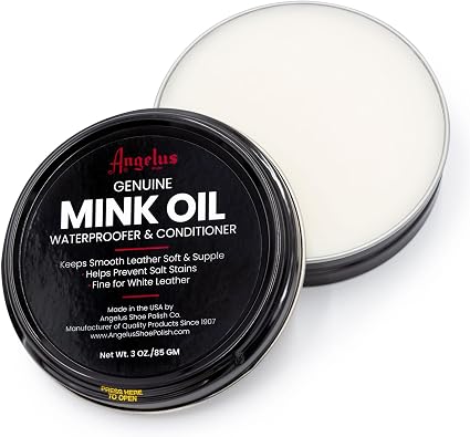 Angelus Mink Oil for Leather Boots 3 oz Metal Tin | All-Natural Leather Conditioner, Cleaner, Waterproof, Soften, & Rest