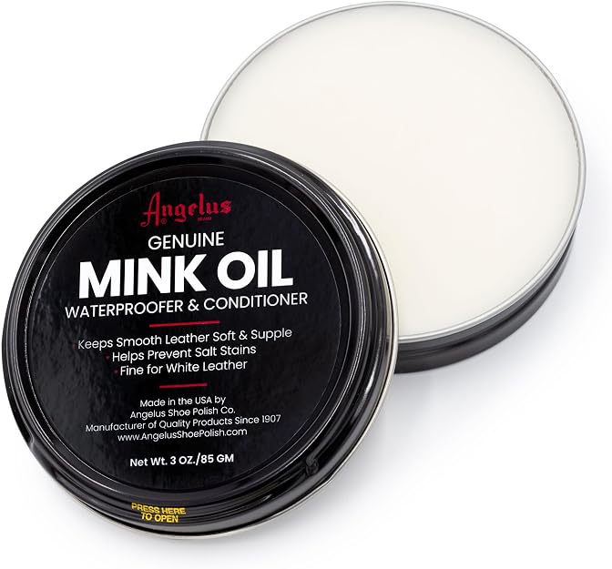 Angelus Mink Oil for Leather Boots 3 oz Metal Tin | All-Natural Leather Conditioner, Cleaner, Waterproof, Soften, & Rest