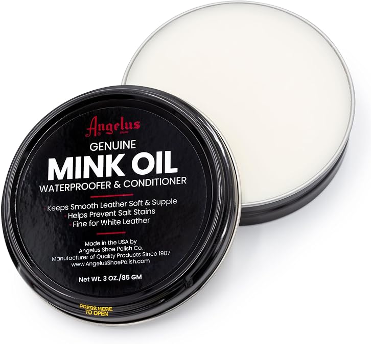Angelus Mink Oil for Leather Boots 3 oz Metal Tin | All-Natural Leather Conditioner, Cleaner, Waterproof, Soften, & Rest