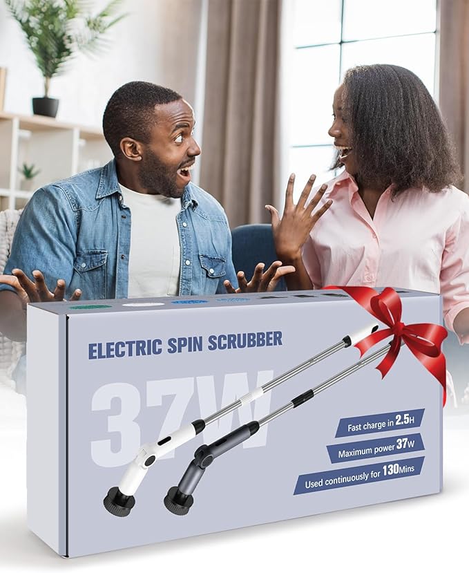 Electric Spin Scrubber, [IPX8 Waterproof ] [50KG Torque] Shower Scrubber with 9 Brush Heads, 2 Speed Mode, 4 Adjustable Angles, Electric Brush for Cleaning for Bathroom Floor Tile