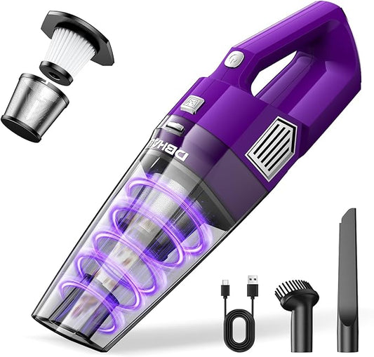 Handheld Vacuum Cordless, 15000PA Powerful Suction Car Vacuum Cleaner Lightweight with Multi Accessories, Hand held Vacuum Cleaner Cordless Rechargeable for Car Home