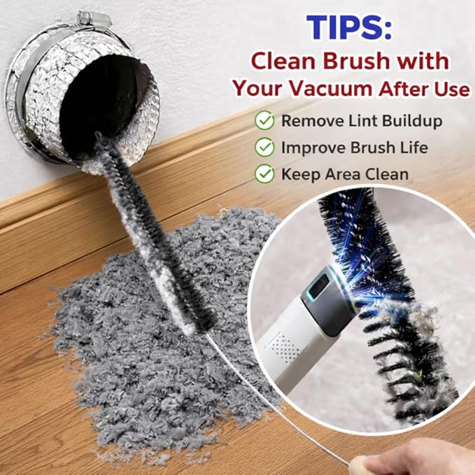 Dryer Vent Cleaner Kit – Flexible Lint Brush for Household Cleaning, Long Refrigerator Coil Brush, Dust & Pet Hair Remover (1-Pack)