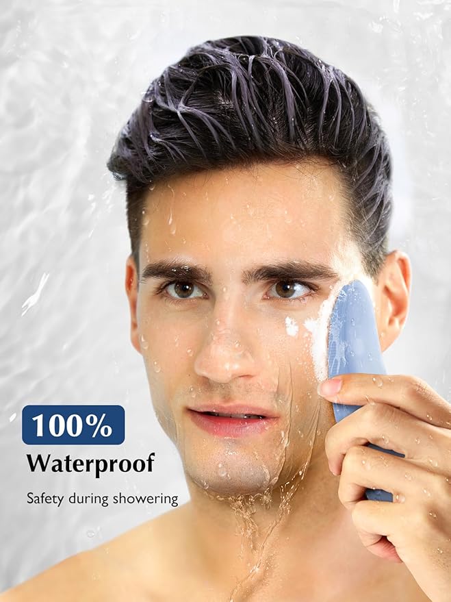 COSLUS JMY05 Facial Cleansing Brush Silicone Face Scrubber: IPX7 Waterproof Rechargeable Face Wash Brush, 4 Cleansing Modes, Electric Face Brush for Cleaning, Exfoliating, Massaging