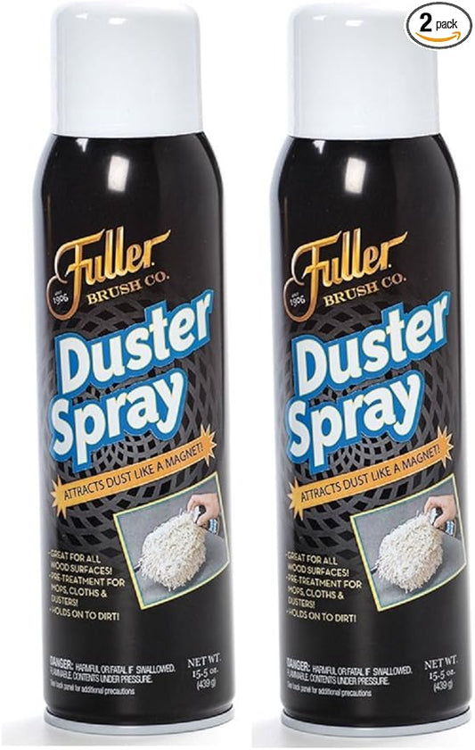 Fuller Brush Duster Spray – 15.5 oz Multi Surface Dust Removing Sprayer - Safe Household Cleaning for Floors, Furniture, Blinds & Car Interiors (Pack of 2)