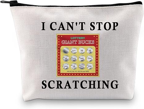 JXGZSO Funny Lucky Scratch Tickets Makeup Bag I Can't Stop Scratching Lotto ticket Cosmetic Bag Scratching Game Gift For