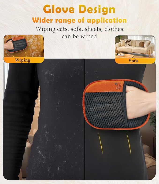 Pet Hair Removal Glove | Soft Grooming Brush for Dogs & Cats | Massage Tool | Easy Hair Removal for Furniture and Clothes | Reusable Pet Hair Remover for Couch, Carpet & Car Seats 1PCS