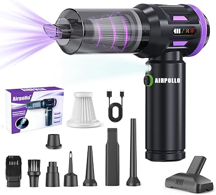 Airpollo® Car Vacuum Portable Cordless Handheld Cleaner Aspiradora para Carro, 4 in 1 with LED Screen V2 Portable 29000 