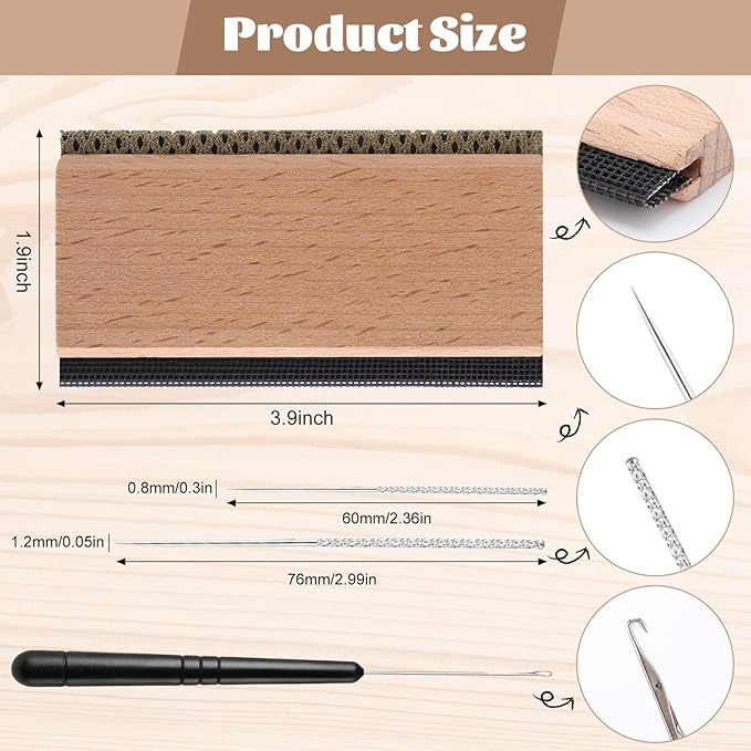 Cashmere Comb Double Sided Sweater Shaver Snag Repair Tool Kit with Snag Repair Needles Latch Hook Multifunction Fabric Clothes Shaver Travel Pilling Remover(Beech)