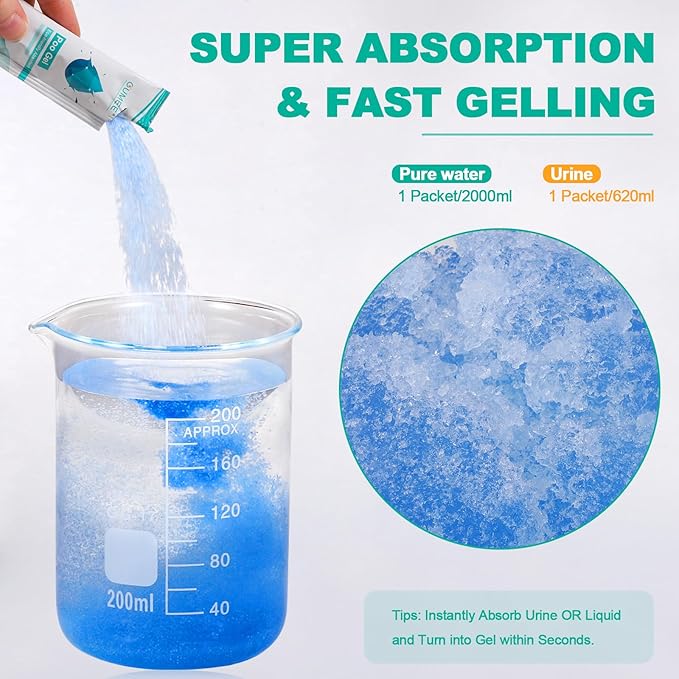 Lemon Portable Toilet Gel, Poo Gel for Potty, Camping Toilet Powder for Bucket, Eco Absorbent Gelling, Portable Urine Packets for Outdoor Recreation Supplies (Lemon-50 Packets, 10g of each)