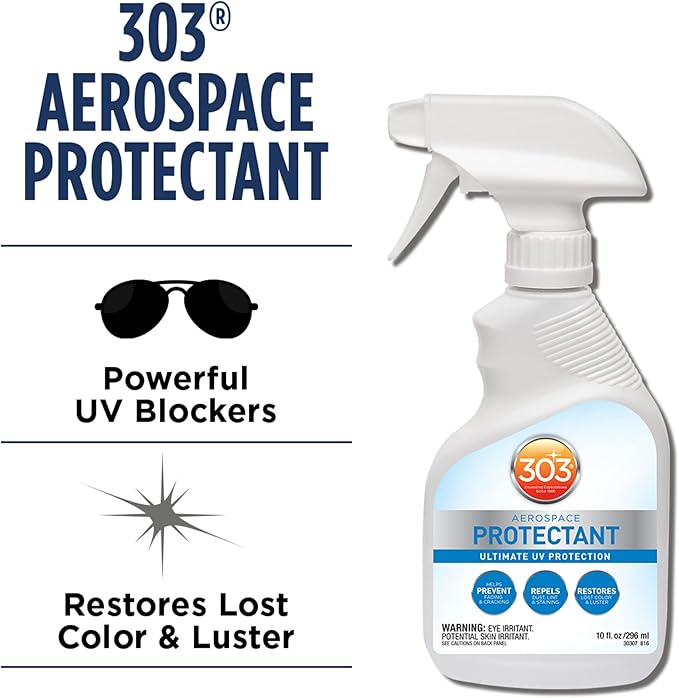 303 Products Aerospace Protectant Spray, UV Protection for Outdoor Surfaces – Protects Vinyl, Plastic & Rubber, Repels Dust & Dirt, Matte Finish, 10 oz