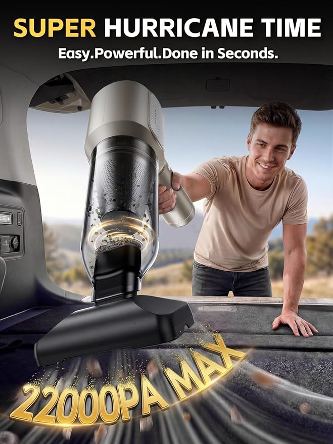 REWONDER Car Vacuum Cleaner High Power, 22000Pa Vacuum Cleaner & 110000RPM Air Duster, Handheld Vacuum with 7800mAh Battery, Storage Bag & Multi-Nozzles for Car, Home, Office