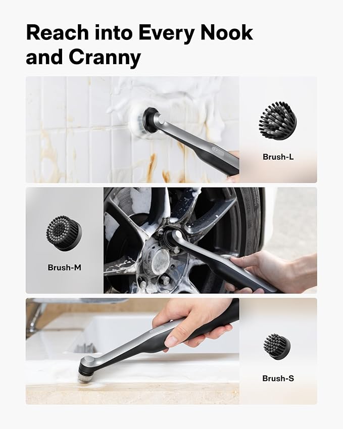 HOTO 16 PCS Replacement Brush Heads for Wand™ Grout Brush, Suitable Electric Scrubber Only, Cordless Spin Scrubber Accessories for Tiles, Grout, Corners, Crevices