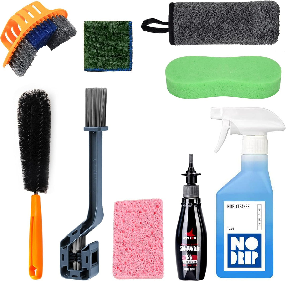 Pro: Conquer Grime! Motorcycle Chain Clean & Lube Kit - 350ml Powerful Degreaser, 120ml Smooth Wet Lube, Brushes, Scrubber, Towel Complete Tools Set
