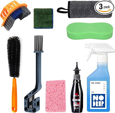 Pro: Conquer Grime! Motorcycle Chain Clean & Lube Kit - 350ml Powerful Degreaser, 120ml Smooth Wet Lube, Brushes, Scrubb