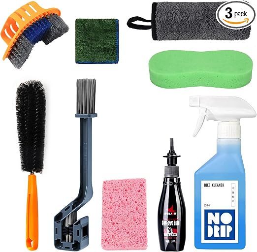 Pro: Conquer Grime! Motorcycle Chain Clean & Lube Kit - 350ml Powerful Degreaser, 120ml Smooth Wet Lube, Brushes, Scrubb
