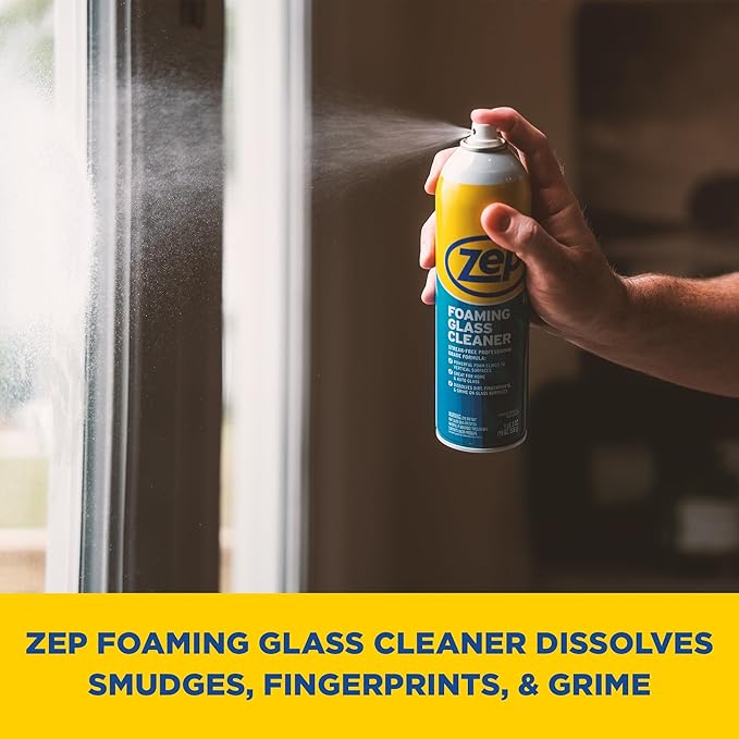 Zep Foaming Glass Cleaner - 19 oz (Case of 12) ZUFGC19 - Streak-Free Professional Grade Formula that Dissolves Dirt, Fingerprints and Grime on Glass, Mirrors, Windows and Plexiglas in Home, Business,