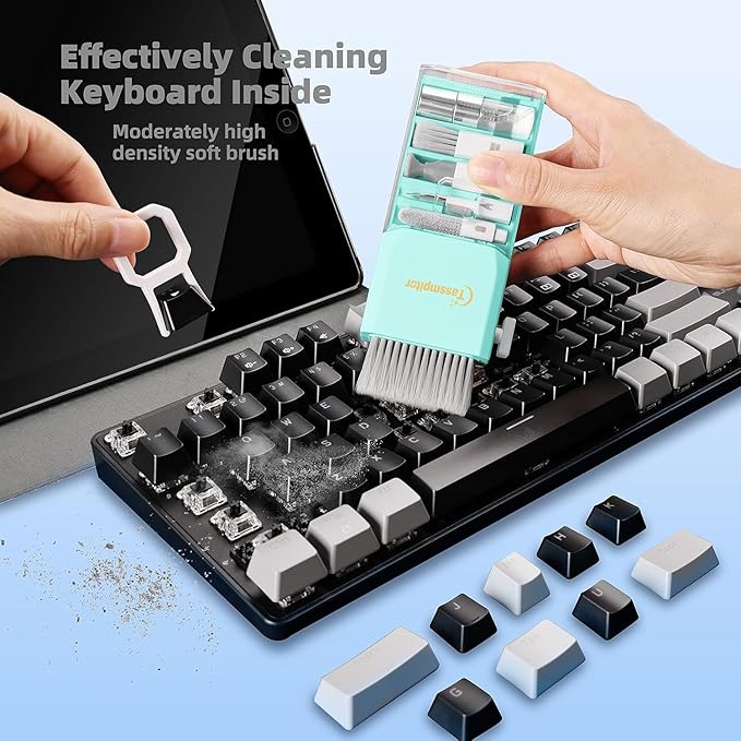 Tassmpitor Laptop Cleaning Kit, All in 1 Keyboard Cleaning kit for MacBook iPad iPhone, Compact Keyboard Cleaner with Brush and Spray for Tablet, Airpods, Earbud, Computer Screen, PC Monitor