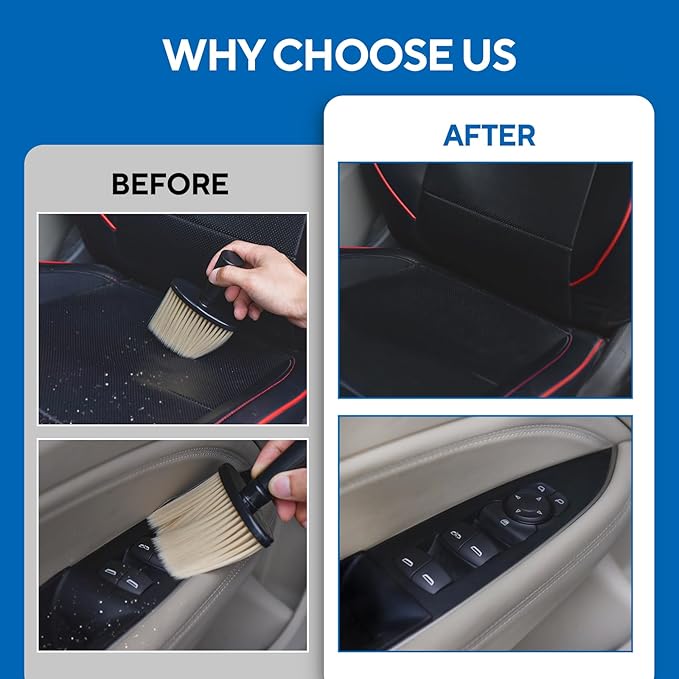 Car Interior Detailing Brush, Auto Detailing Brushes Dusting Car Accessories for Dashboard Interior, AC Vents, Leather, Keyboard, Scratch-Free