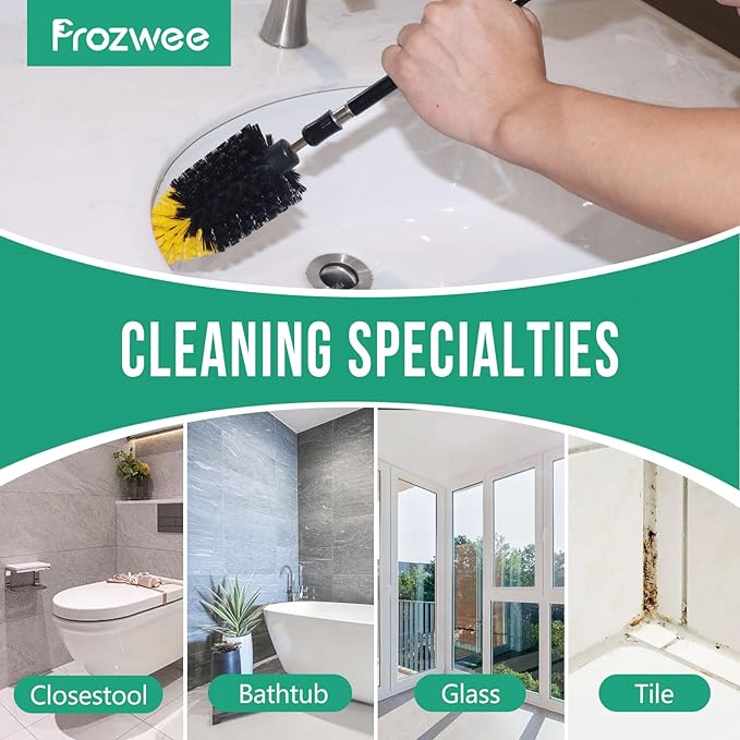 2PACK Tile Corner Drill Brush,Upgraded Powerful Scrubber Brush Made to Tackle Corner Stains,Cleaning Corner of Grout, Tiles, Sinks, Bathtub, Bathroom, Kitchen