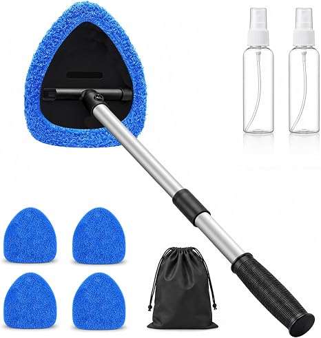 25.5" Extra-Long Reach – Super Absorbent Coral Velvet Windshield Cleaner Tool, Streak-Free Windshield Cleaning Tool Kit 