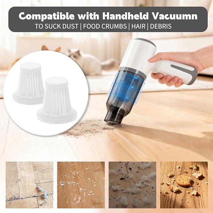 Washable Vacuum Filter 2 Pack, Reusable Replacement Dust Filter for MEFELF CV101 Handheld Car Vacuum Cleaner and Other Mini/Portable Vacuums, 0.2L Capacity