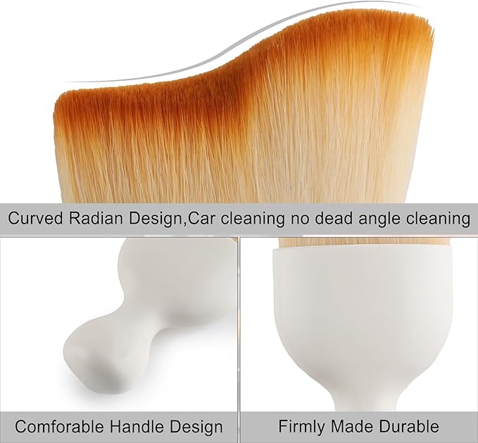 GaRhomxy Car Detailing Brushes, Car Interior Dust Sweeping Soft Brush, Soft Bristles Brush Cleaning Tool for Automotive Dashboard, Air Conditioner Vents, Computer, Scratch Free(White)