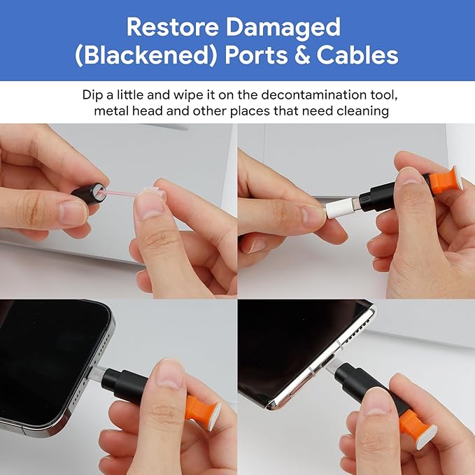 for iPhone Cleaning Kit for Charging Port Cleaner, Multi-Tool Cleaner Kit for AirPods and ipad(USB C) Speaker & Charger Port, Repair & Recovery for Lightning Cables & Connectors, Easy Storage