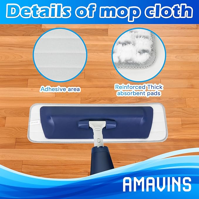 3 Pack Microfiber Cleaning Pads for White Gray 18 inches, Reusable Microfiber Mop Pads for 18 Inch Mop, Hardwood Floor Replacement Cleaning Mop Pads, Machine Washes