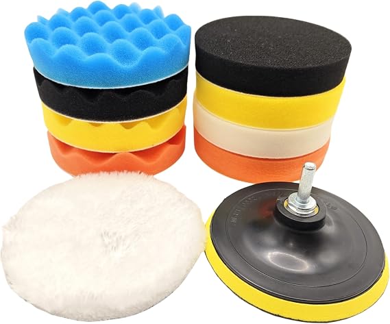 10Pcs 3Inch Face Backing Plate Compound Buffing Polishing Sponge Pads Waffle Foam Buffing Polishing Pads Kit with Woolen