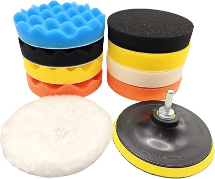 10Pcs 3Inch Face Backing Plate Compound Buffing Polishing Sponge Pads Waffle Foam Buffing Polishing Pads Kit with Woolen