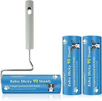 Extra Sticky Large Surface Lint Roller, 6.3'' Giant Lint Roller for Pet Hair, Lint Remover Roller for Cat Hair, Clothes,