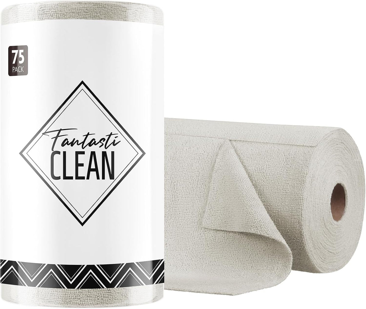 Microfiber Cleaning Cloth Roll- 75 Sheets, 12"x12" (CoolGrey)