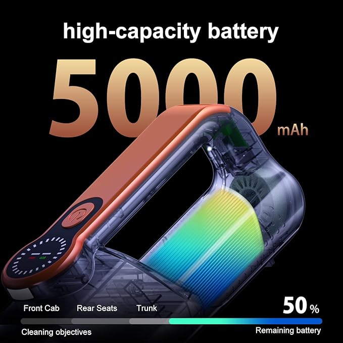 Ultra Car Vacuum Cleaner Cordless, Handheld 2-in-1 Vacuum and Blower 25000PA Suction, Portable Wireless Mini Vacuum for Interior Detailing, USB-C Rechargeable for Home Pet Hair. (Orange)