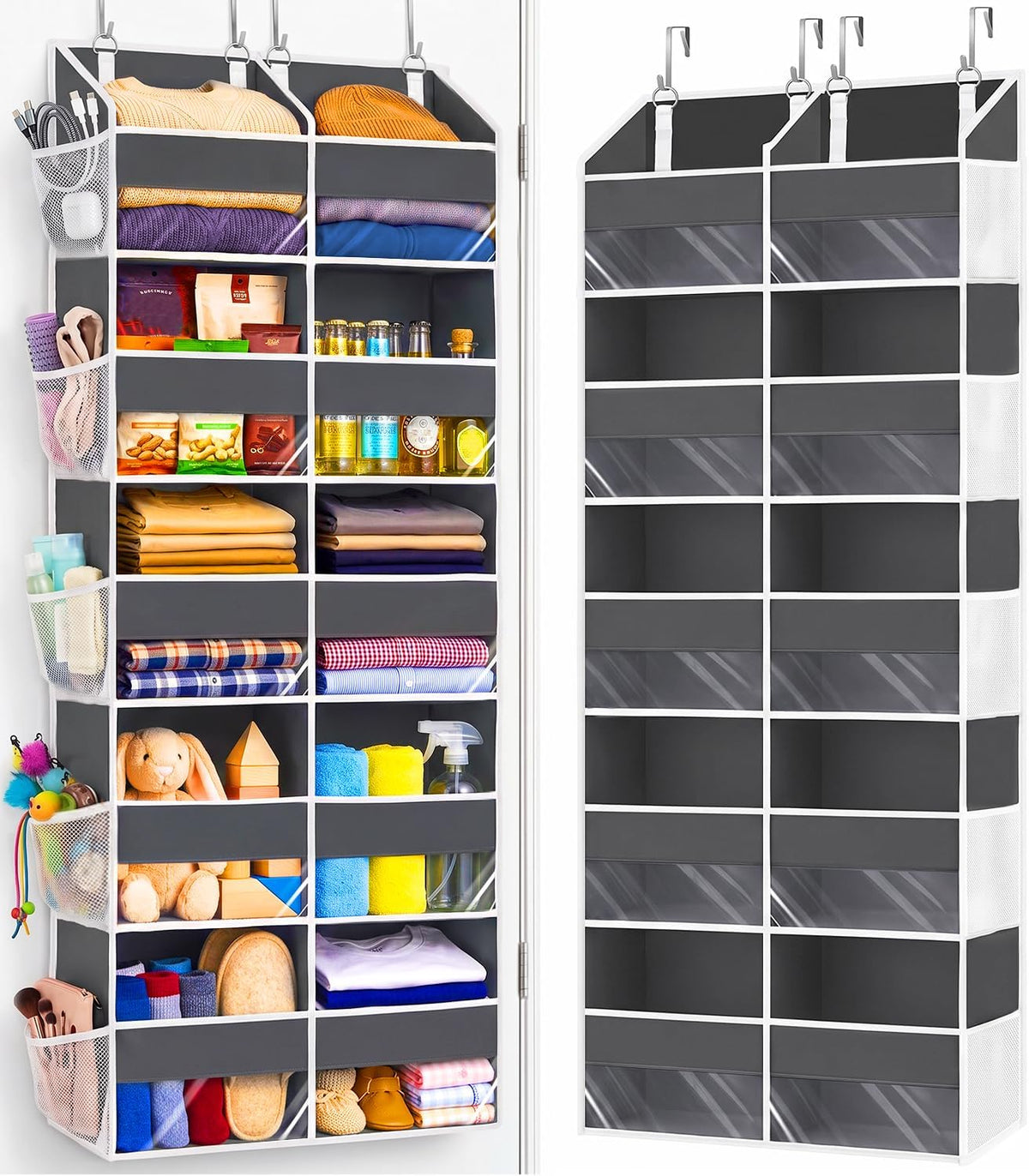 Heavy Duty Over Door Organizer 5 Tiers, 10 Front & 10 Mesh Pockets