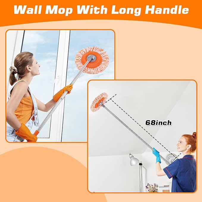 Keyloland Wall Mop, Primium 68” Wall Cleaner, High-Quality Baseboard Cleaner, Professional-Grade Baseboard Cleaner Tool with Handle, Superior Quality Dust Mop, Efficient cleaning tools