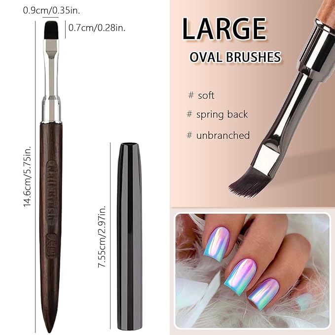 Nail Art Clean Up Brushes, Oval Nail Cleanup Brush, Gel Nails Brushes, Acetone Manicure Brush for Nails Art Design Painting and Cleaning Polish Mistake on the Cuticles for DIY & Salon Use