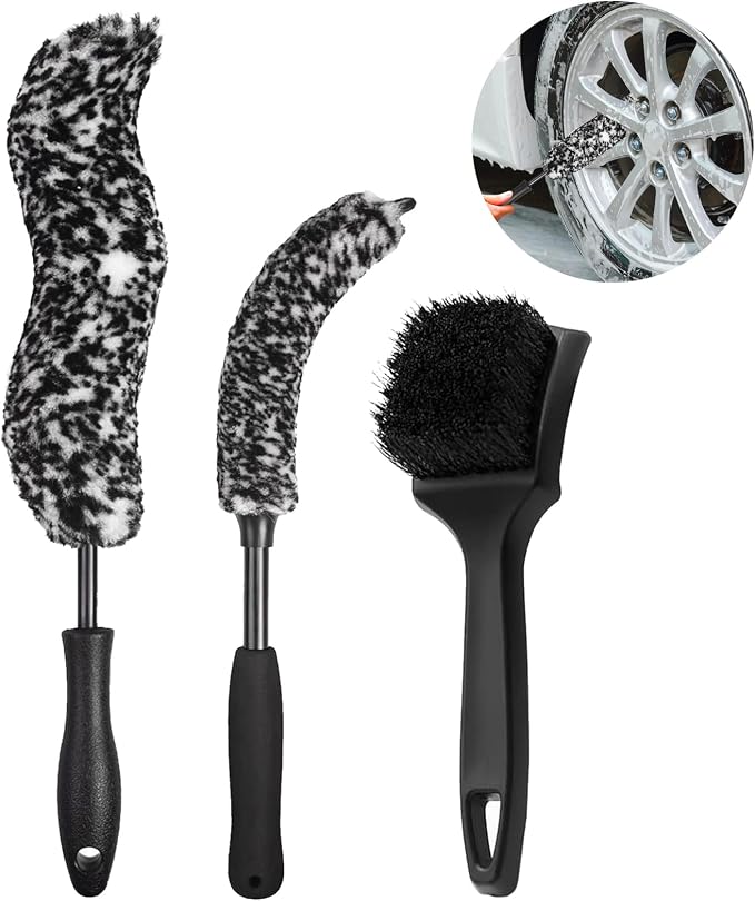 Bendable Wheel Brush Kits Soft Microfiber Wheel Cleaner Brush Synthetic Woolies No-Scratch Wheel Cleaning Brush Car Deta