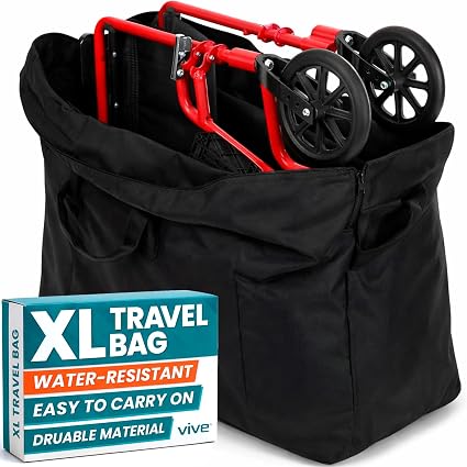 Vive XL Carry & Travel Bag for Rollator Walkers & Transport Chairs - Cover Carrier Accessory for Car Travel, Storage, Se