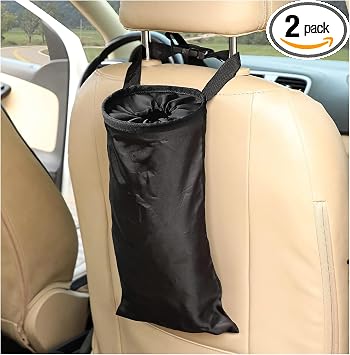 2 PCS Car Trash Bag, Large Capacity Washable Oxford Back Seat Hanging Bag with Elastic Opening, Auto Headrest Waterproof