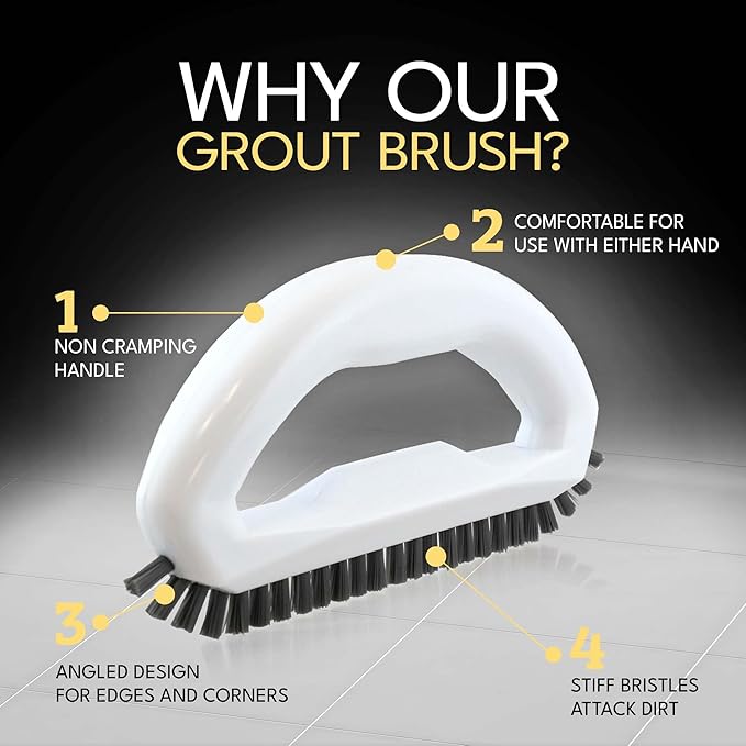 Grout Cleaning Brush Set (4 Pcs) Heavy Duty Hand Grout Scrub Brush & Detail Cleaning Brush Set for Baseboards,Floor, Corners, Shower, Bath Tub & Tiles