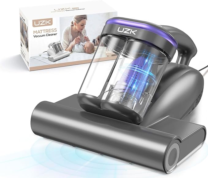 Bed Vacuum Cleaner Mattress Vacuum Cleaner,16Kpa Powerful Handheld Vacuums with UV-C Light & Double Dust Cup & High Heating & Ultrasonic & HEPA Filter for Bed Sofa(Corded,Black Blue)