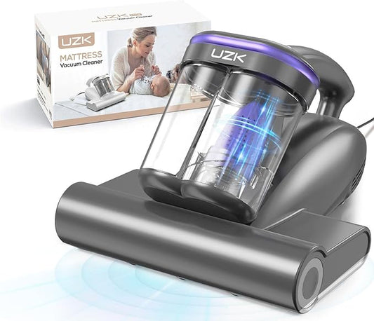 Bed Vacuum Cleaner Mattress Vacuum Cleaner,16Kpa Powerful Handheld Vacuums with UV-C Light & Double Dust Cup & High Heating & Ultrasonic & HEPA Filter for Bed Sofa(Corded,Black Blue)
