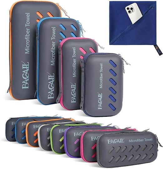 BAGAIL Camping Towel with EVA Case, Compact & Ultra Soft Microfiber Travel Towel - Super Absorbent & Lightweight Quick D