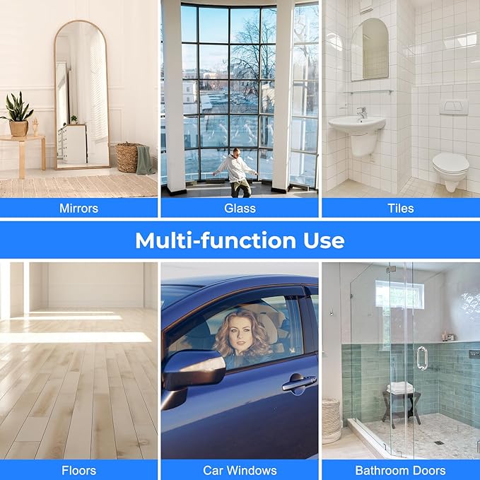 wlich Shower Squeegee with Long Handle, Telescoping Window and Floor Extendable Squeegee for Shower Glass, Bathroom Surfaces, Mirrors, and Smooth Floors, Includes Replaceable and Washable Cloth Pads